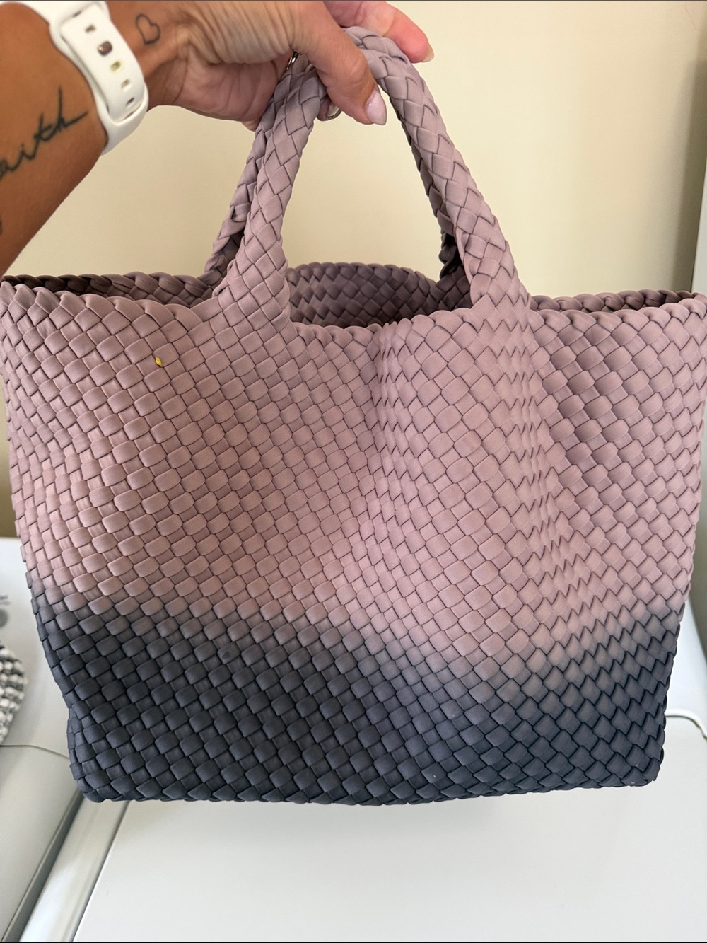 Naghedi St Barths Med Lavender-to-Gray Woven Tote